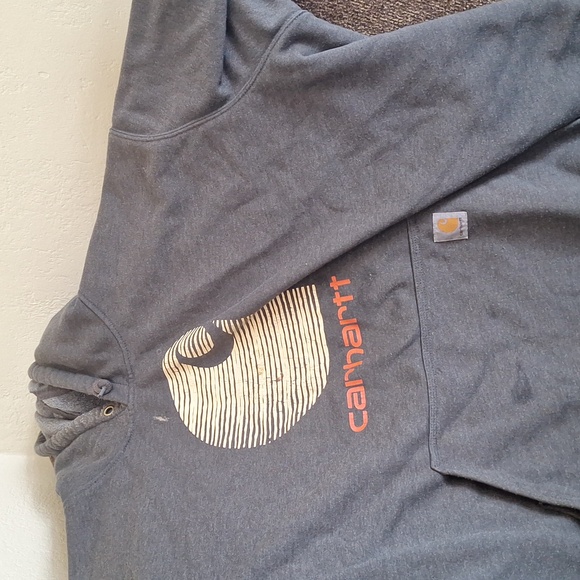 Carhartt Charcoal Hoodie with Bold Orange Emblem - Picture 1 of 1